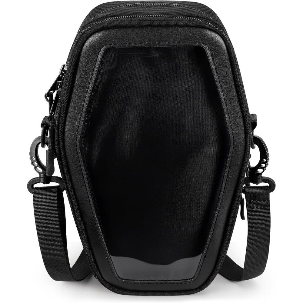 Women's Black Halloween Coffin Purse With Insert Gothic Oxford Cross Body Bag